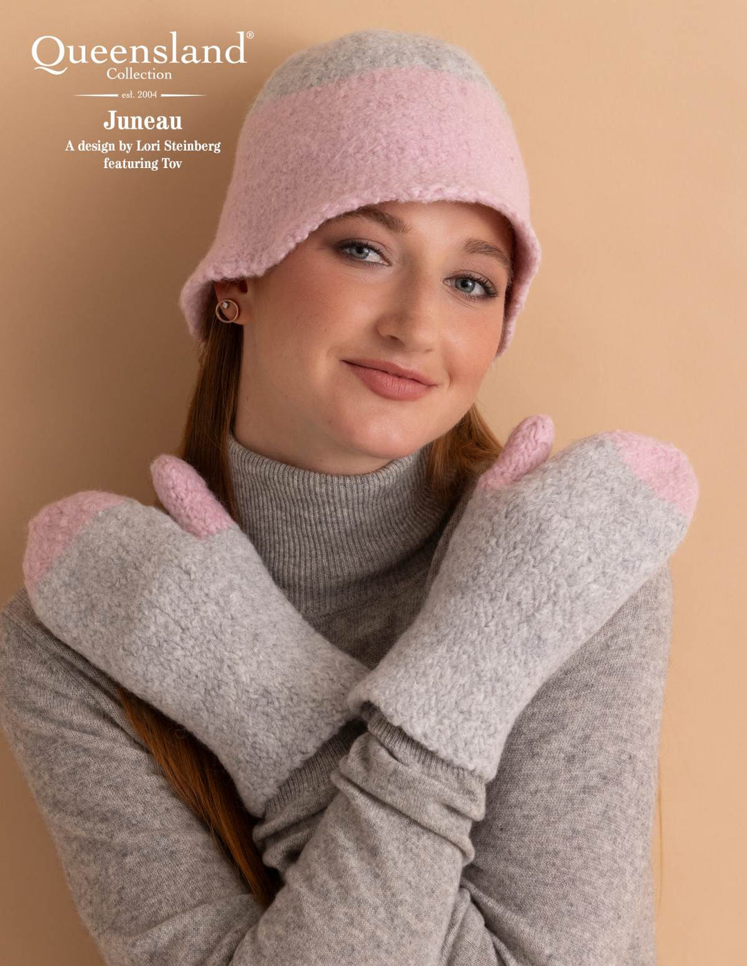 Juneau Bucket Hat and Mittens Knitting Pattern for Queensland Tov cover