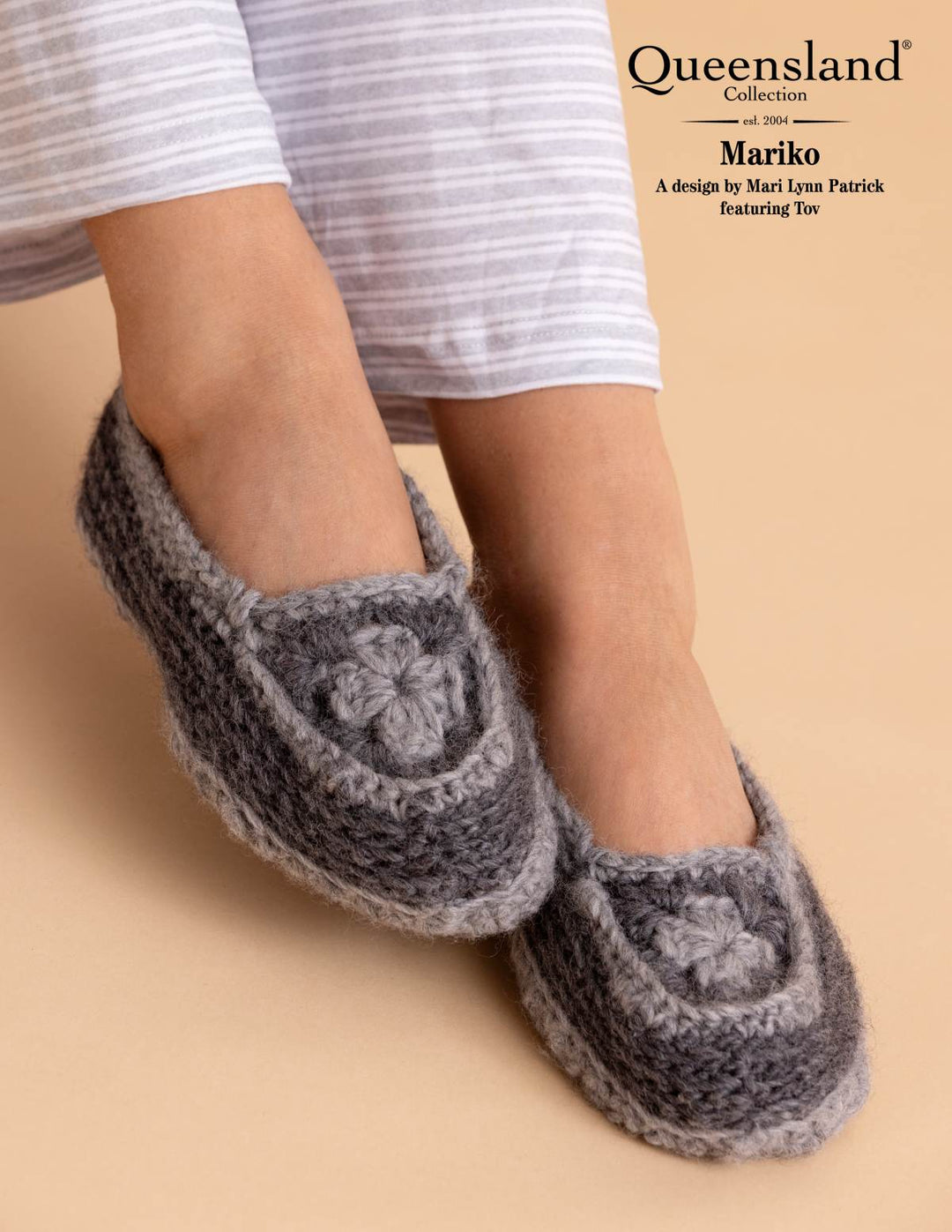 Mariko Granny Square Slippers Crochet Pattern for Queensland Tov cover