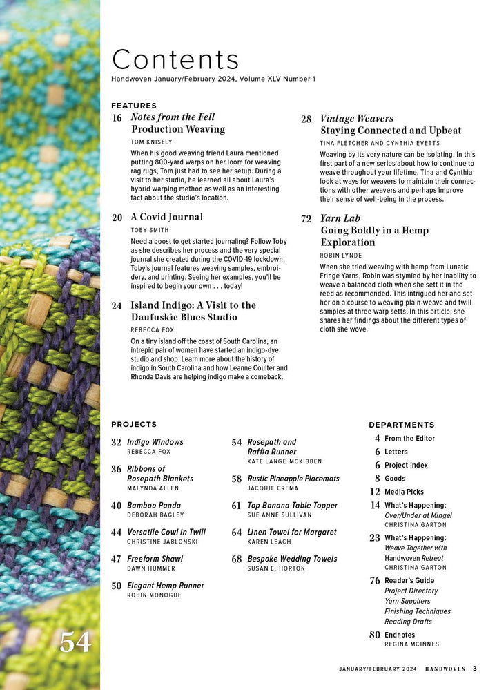 Handwoven Magazine January/February 2024, Volume XLV Number 1