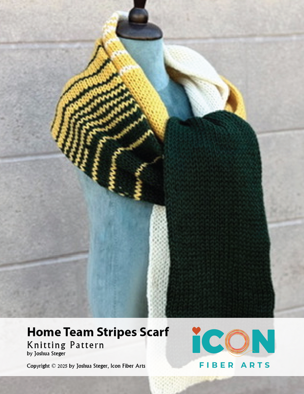 Home Team Stripes Scarf Knitting Pattern by Josh Steger - Digital Download