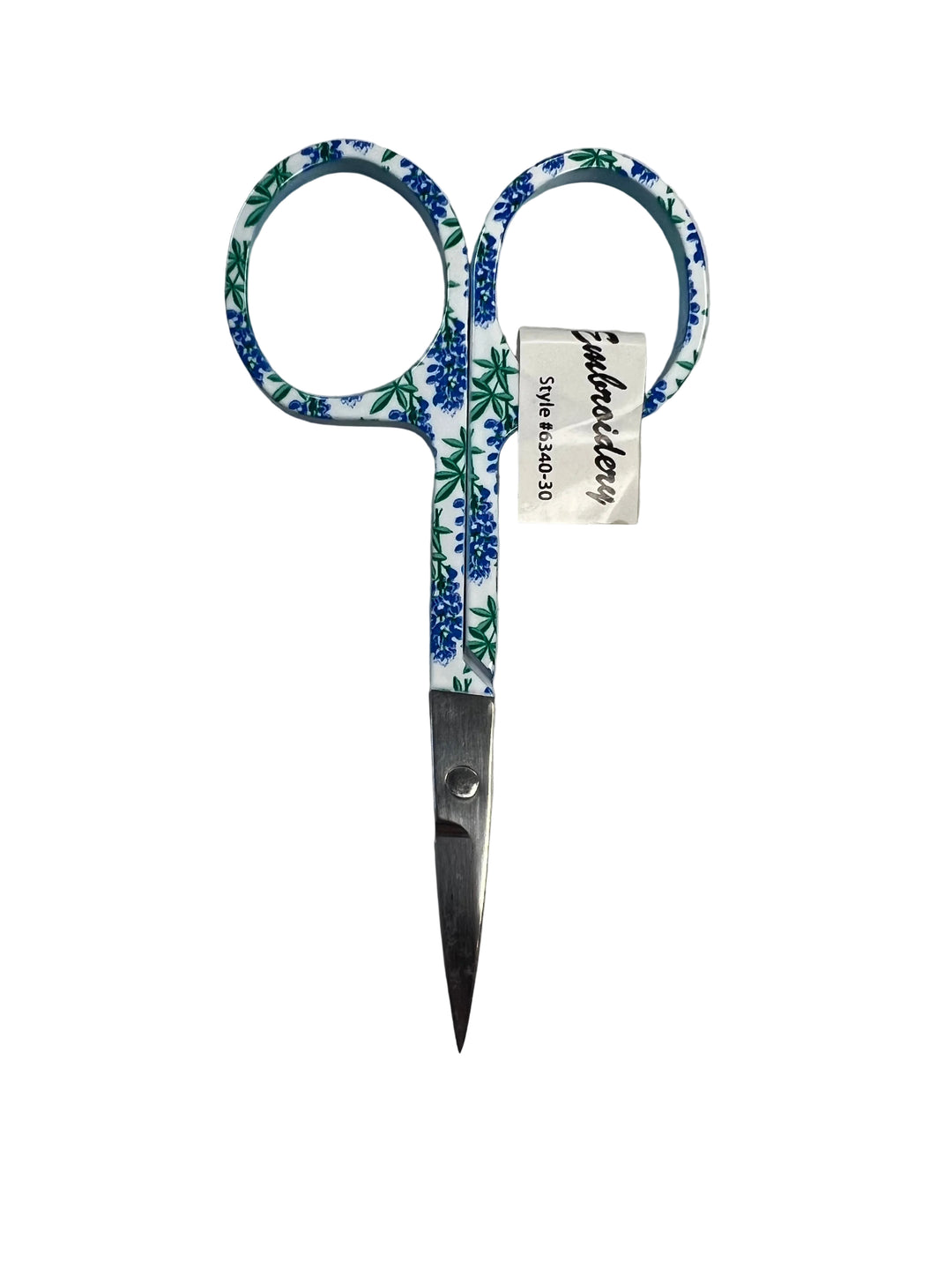 Blue Floral Scissors on white background
