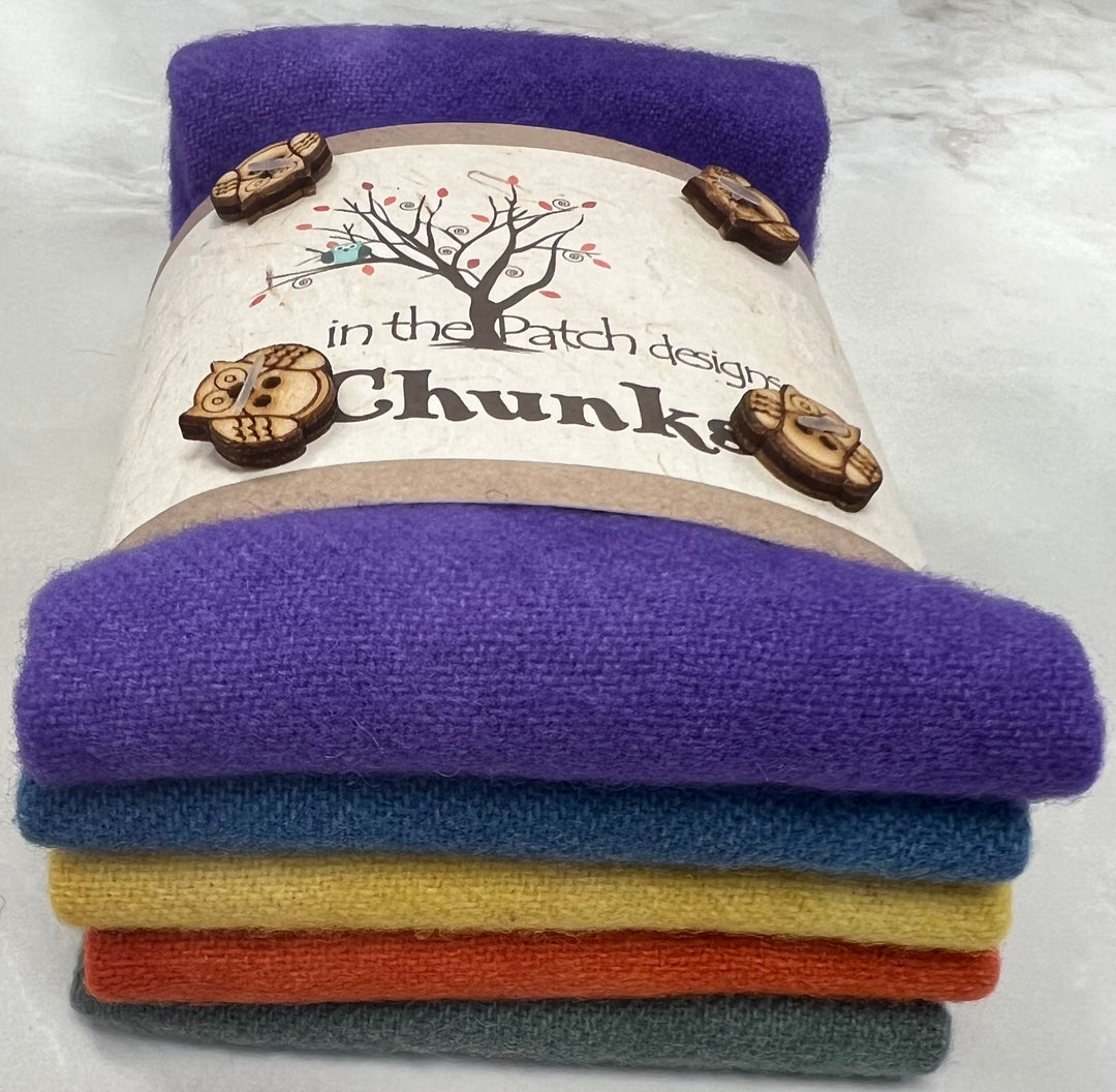 Chunks - 5 Pieces of 10" x 9" felted wool pack by in the Patch designs