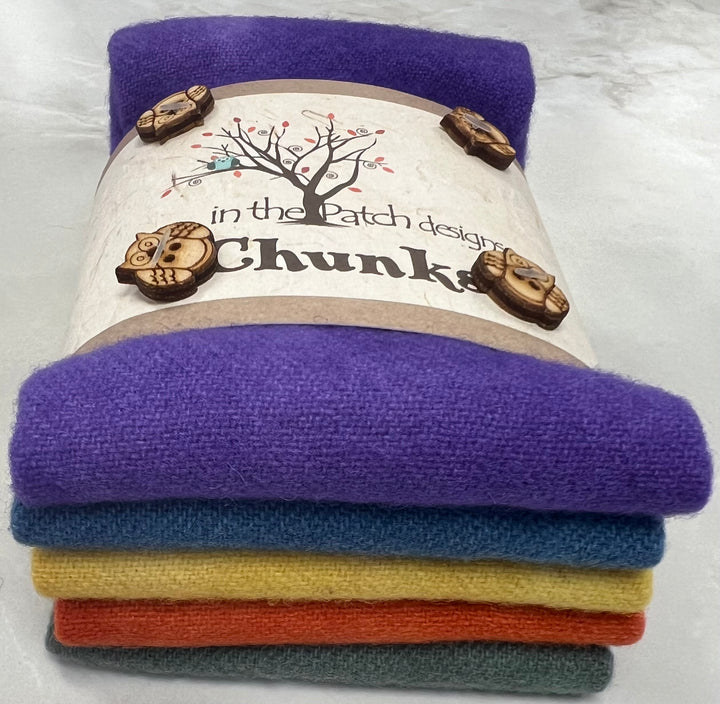 Chunks - 5 Pieces of 10" x 9" felted wool pack by in the Patch designs