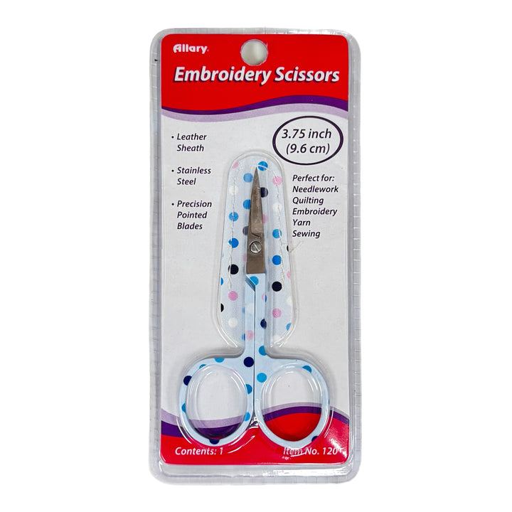 Polka Dot Pattern Embroidery Scissors with Leather Sheath by Allary