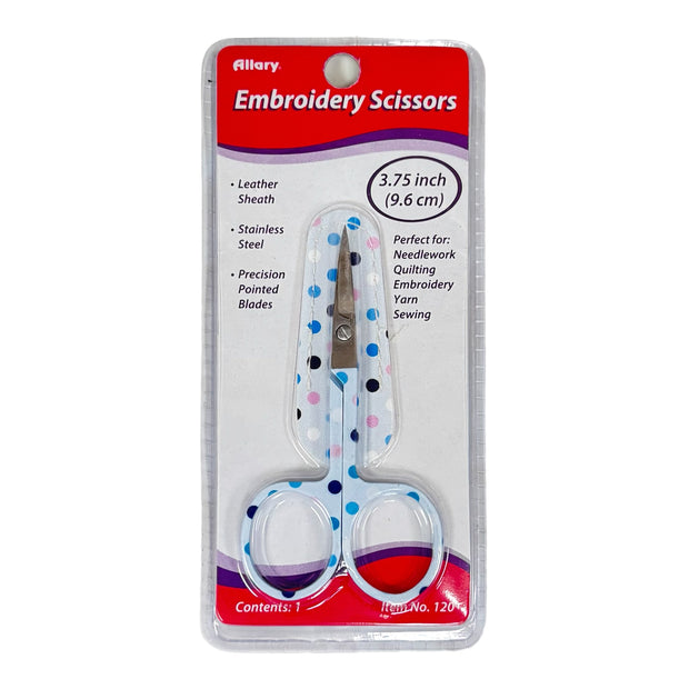 Polka Dot Pattern Embroidery Scissors with Leather Sheath by Allary