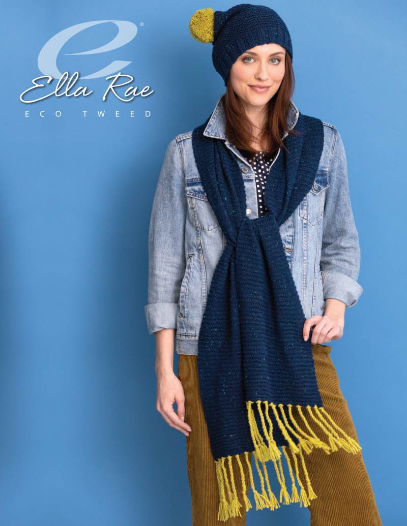 Morgan Hat &amp; Scarf Knitting Pattern for Ella Rae Eco Tweed (Printed Leaflet)