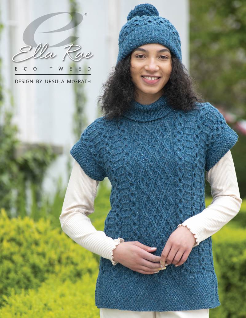 Audrey Sleeveless Sweater &amp; Hat Knitting Pattern for Ella Rae Eco Tweed (Printed Leaflet)