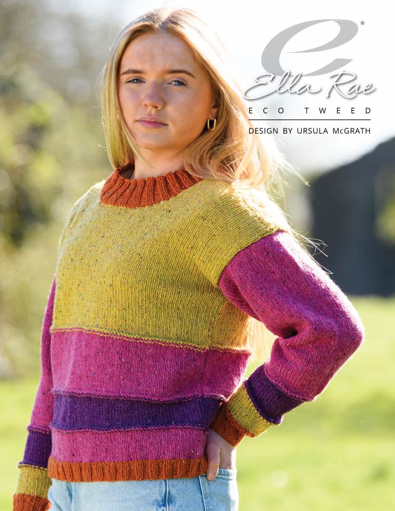 Ocean Pullover Knitting Pattern for Ella Rae Eco Tweed (Printed Leaflet)