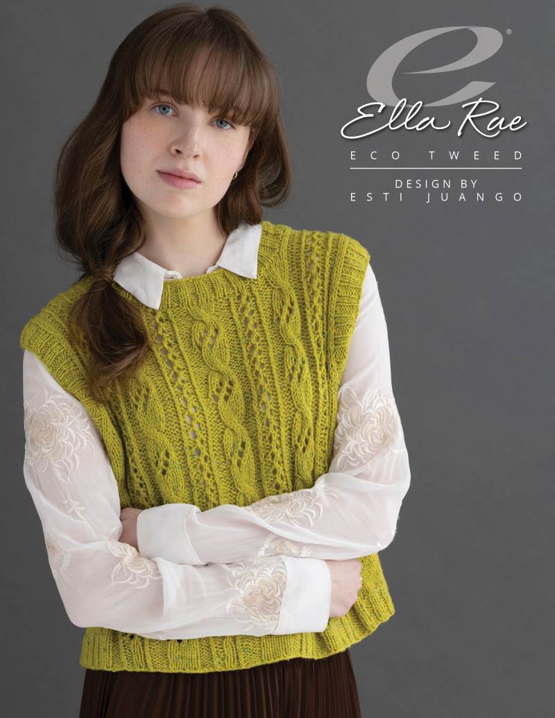 Mika Vest Knitting Pattern for Ella Rae Eco Tweed (Printed Leaflet)