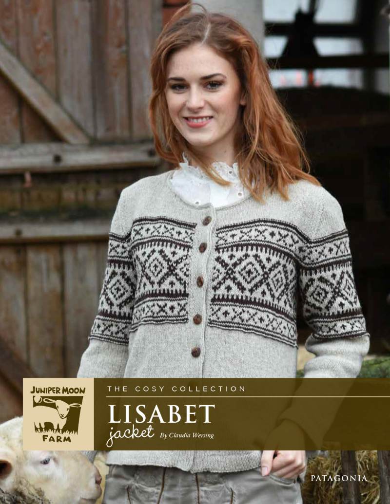 Lisabet Jacket Knitting Pattern for Juniper Moon Farm Patagonia Organic Merino (Printed Leaflet)
