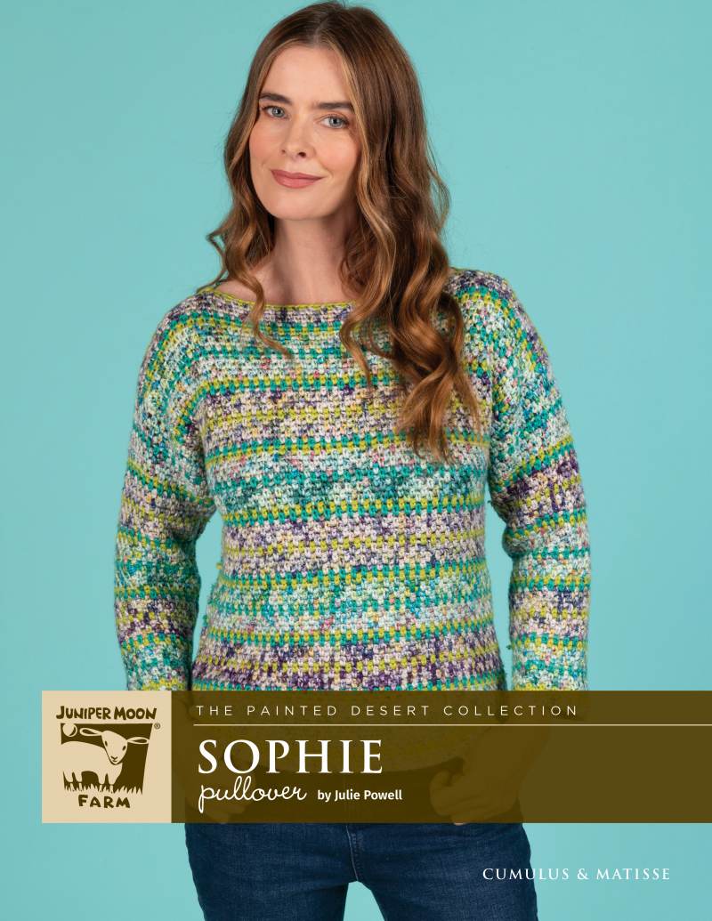 Sophie Pullover Crochet Pattern for Juniper Moon Farm Cumulus &amp; Cumulus Matisse (Printed Leaflet)
