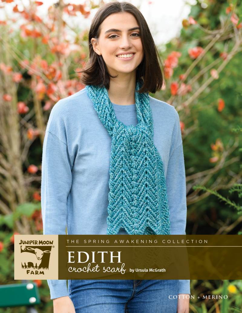 Edith Scarf Crochet Pattern for Juniper Moon Farm Cotton + Merino (Printed Leaflet)