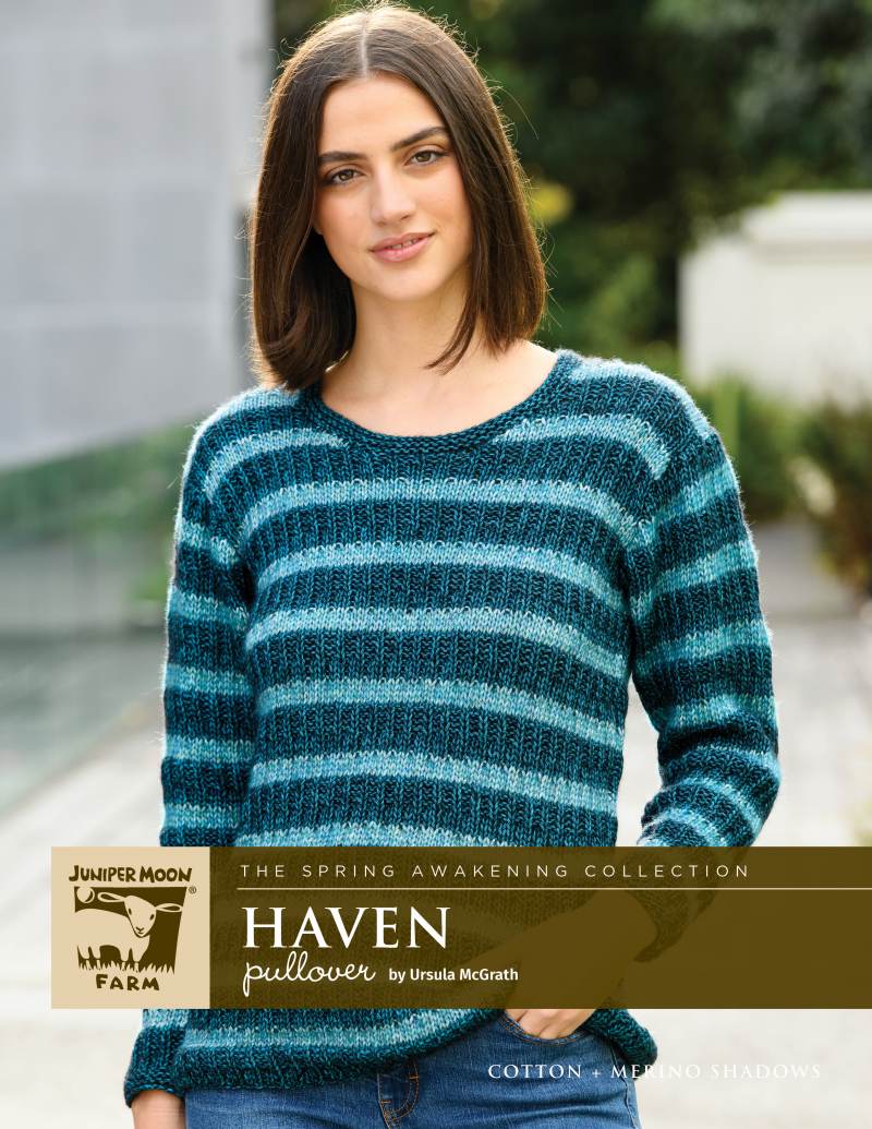 Haven Pullover Knitting Pattern for Juniper Moon Farm Cotton + Merino (Printed Leaflet)