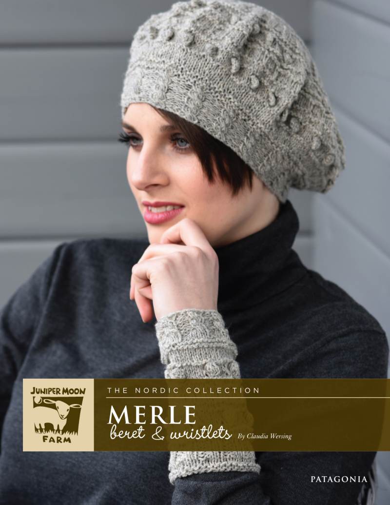 Merle Beret &amp; Wristlets Knitting Pattern for Juniper Moon Farm Patagonia Organic Merino (Printed Leaflet)
