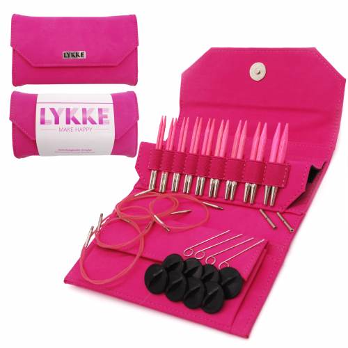 LYKKE Crafts Blush 3.5" Interchangeable Knitting Needle Set - Fuchsia Denim Effect