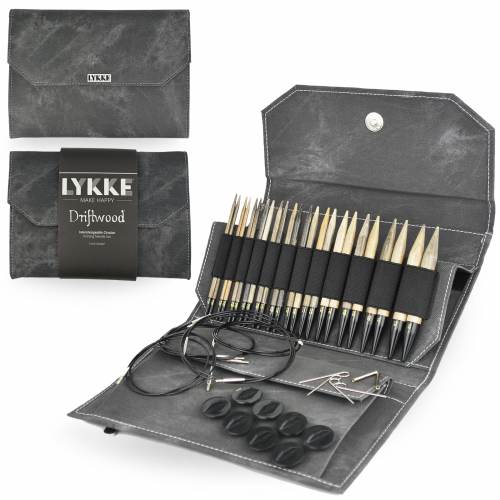 LYKKE Crafts Driftwood 5" Interchangeable Knitting Needle Set - Grey Denim Effect