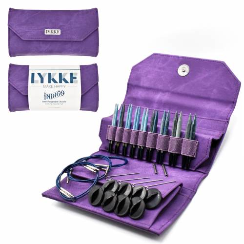 LYKKE Crafts Indigo 3.5" Interchangeable Knitting Needle Set - Violet Denim Effect