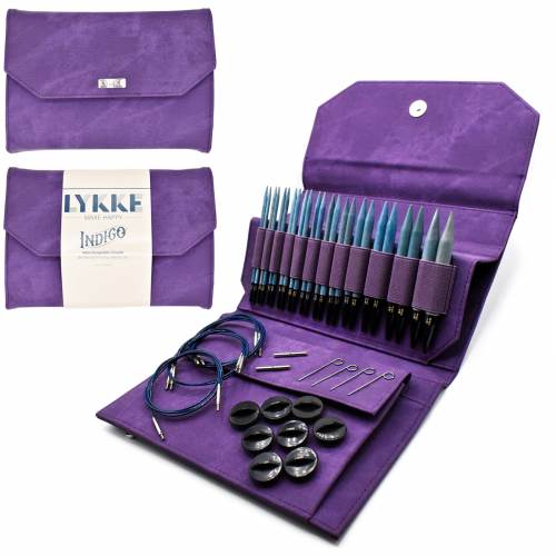 LYKKE Crafts Indigo 5" Interchangeable Knitting Needle Set - Violet Denim Effect