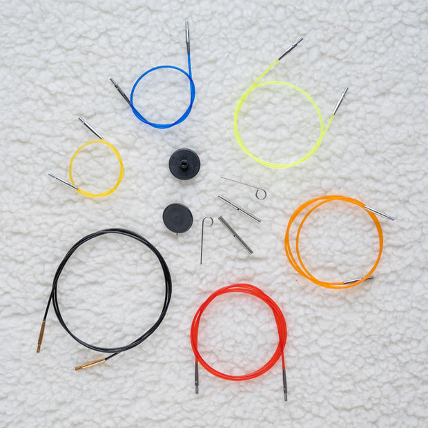 Color Coded Nylon Silver Fixed Cables for KnitPro Interchangeable Tips