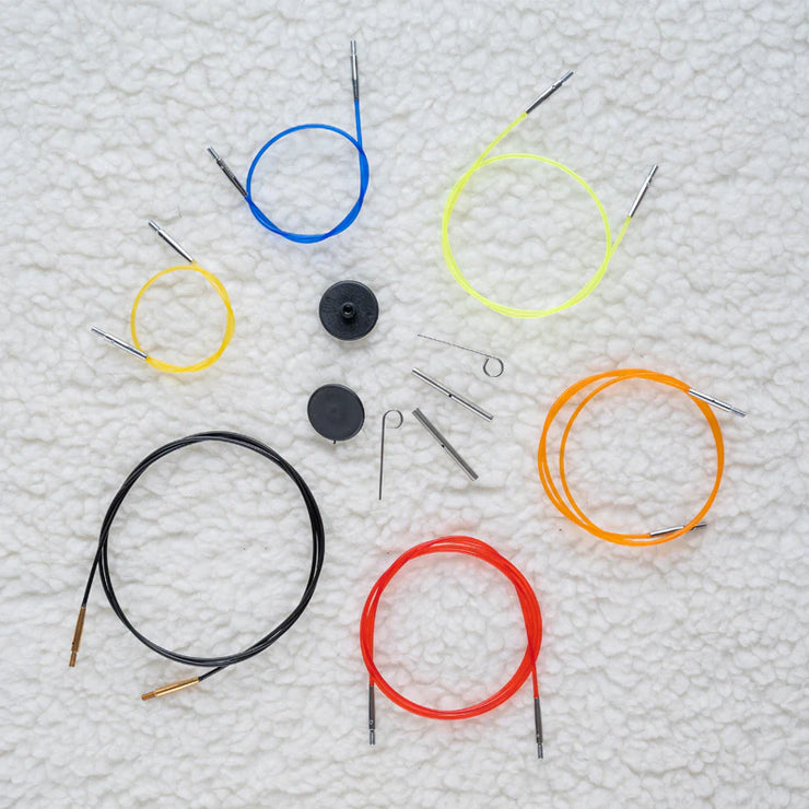 Color Coded Nylon Silver Fixed Cables for KnitPro Interchangeable Tips