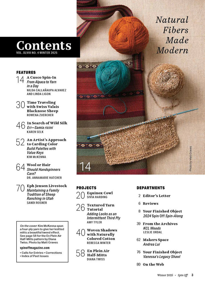 Spin Off - the Art &amp; Craft of Spinning Yarn - Winter 2025 - Vol. XLVIII No. 4