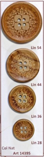 B14395 Four Hole Wooden Button with Engraving