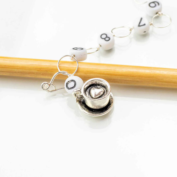 Tea/Coffee Cup Straight Chain Row Counter by Twice Sheared Sheep