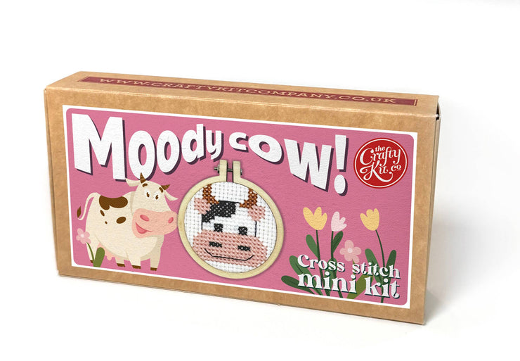 'Moody Cow' Mini Matchbox Cross Stitch Kit