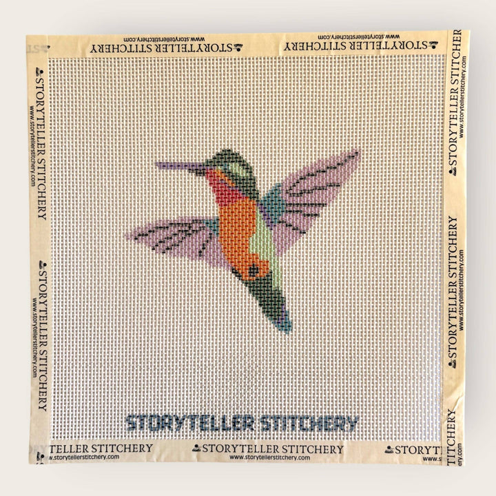 Hummingbird Needlepoint Kit — 13-ct Printed Canvas, Hand-Dyed Wool-Silk Thread