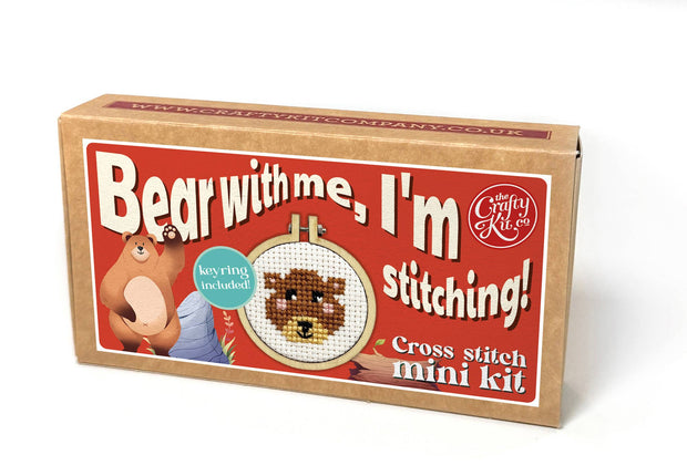 'Bear with me, I'm stitching' Mini Matchbox Cross Stitch Kit