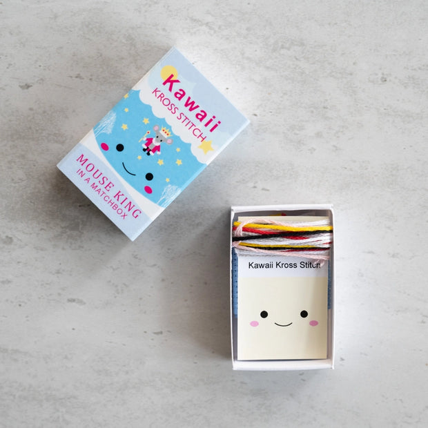 Kawaii Mouse King Cross Stitch Kit - Mini Cross Stitch in a Matchbox
