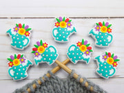 Teal Watering Can | Stitch Stoppers Knitting Notions