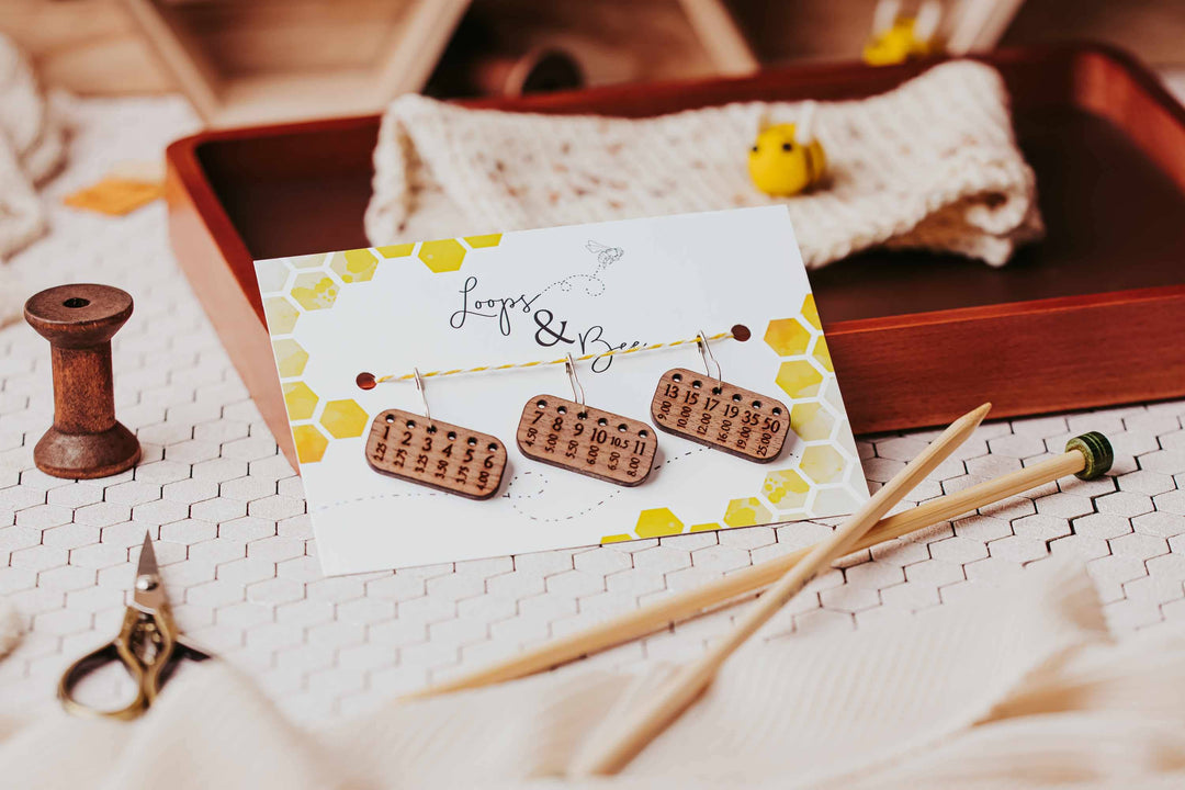 (Knitting) Needle Minder Set, Size Reminder Stitch Markers