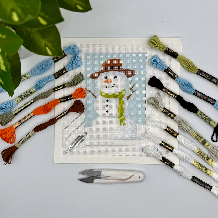 Snowman with Green Scarf Needlepoint Design