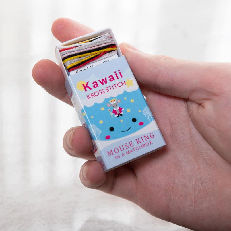 Kawaii Mouse King Cross Stitch Kit - Mini Cross Stitch in a Matchbox