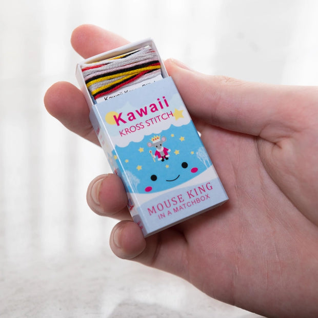 Kawaii Mouse King Cross Stitch Kit - Mini Cross Stitch in a Matchbox