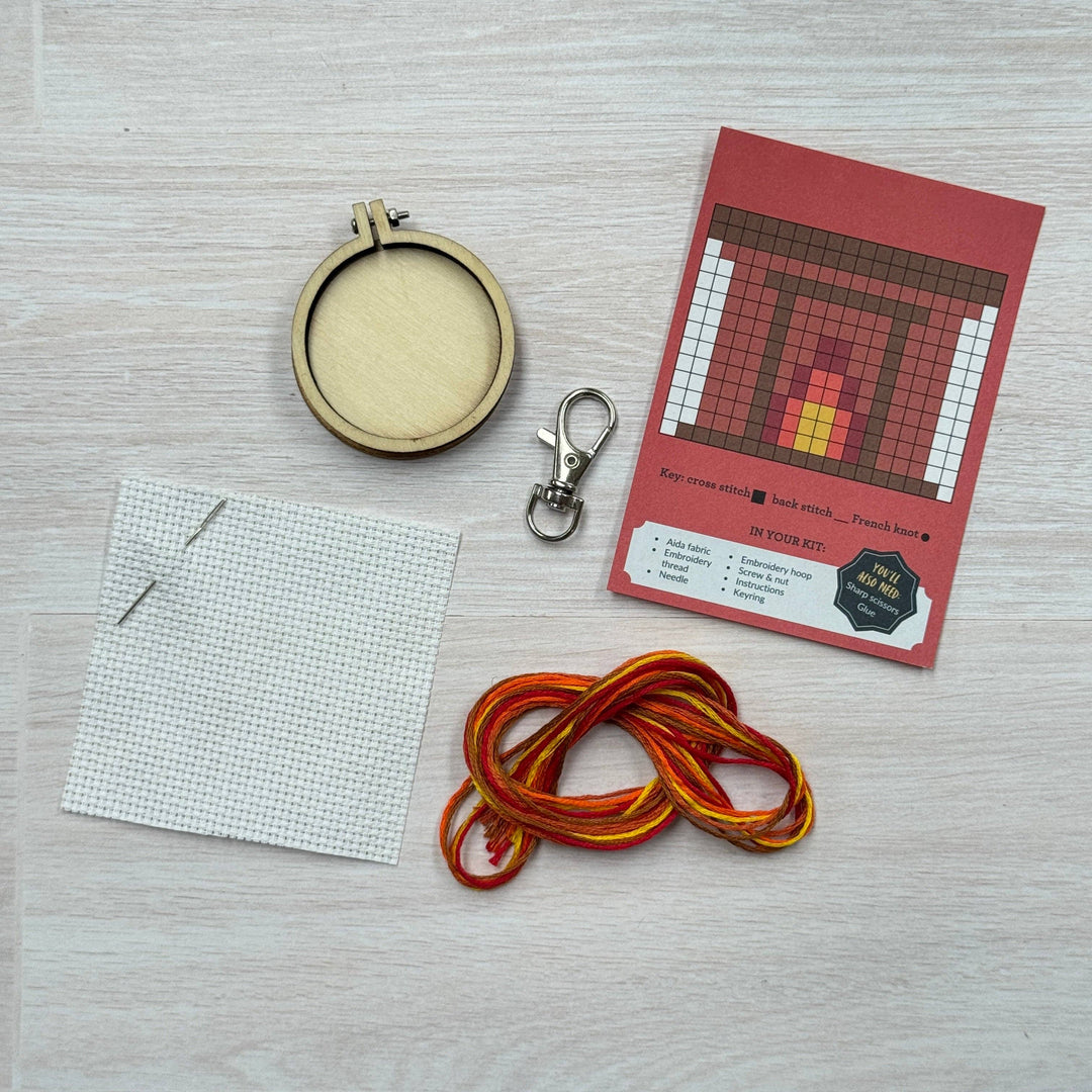 Fireplace Mini Matchbox Christmas Cross Stitch Kit