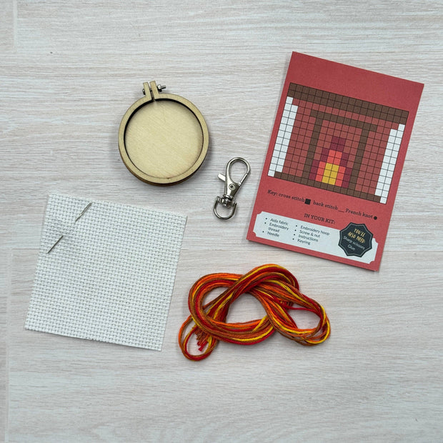Fireplace Mini Matchbox Christmas Cross Stitch Kit