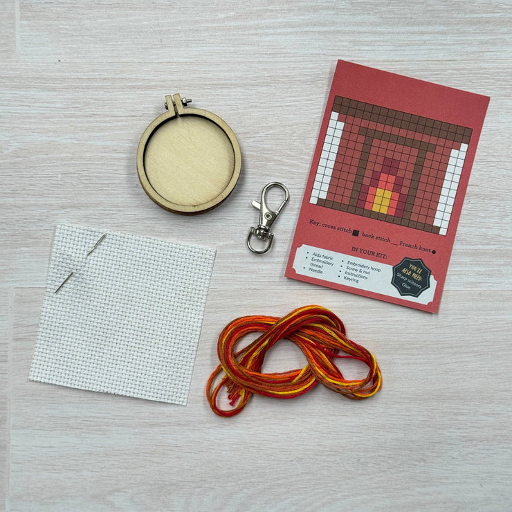 Fireplace Mini Matchbox Christmas Cross Stitch Kit