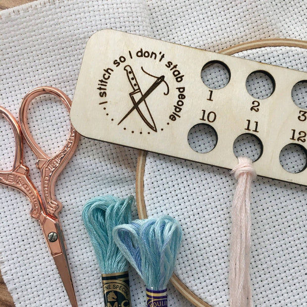 Embroidery Floss Organizer for 18 Colors - "I stitch so I don't stab people"