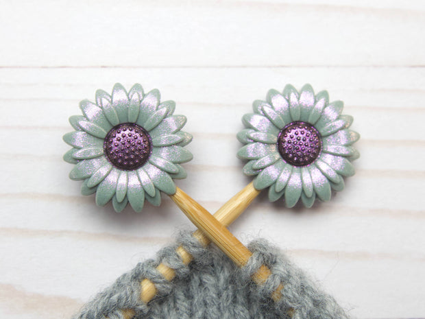 Grey Shimmer Daisy | Stitch Stoppers Knitting Notions