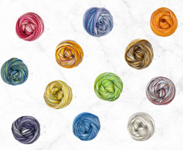 Mixed Merino Wool Roving 300g Mix Pack - Constellation Range
