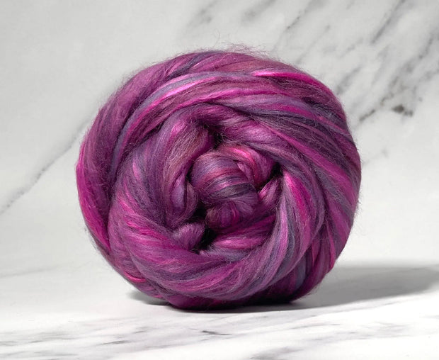 Merino Wool Blend Roving by the Ounce - Royal Dahlia