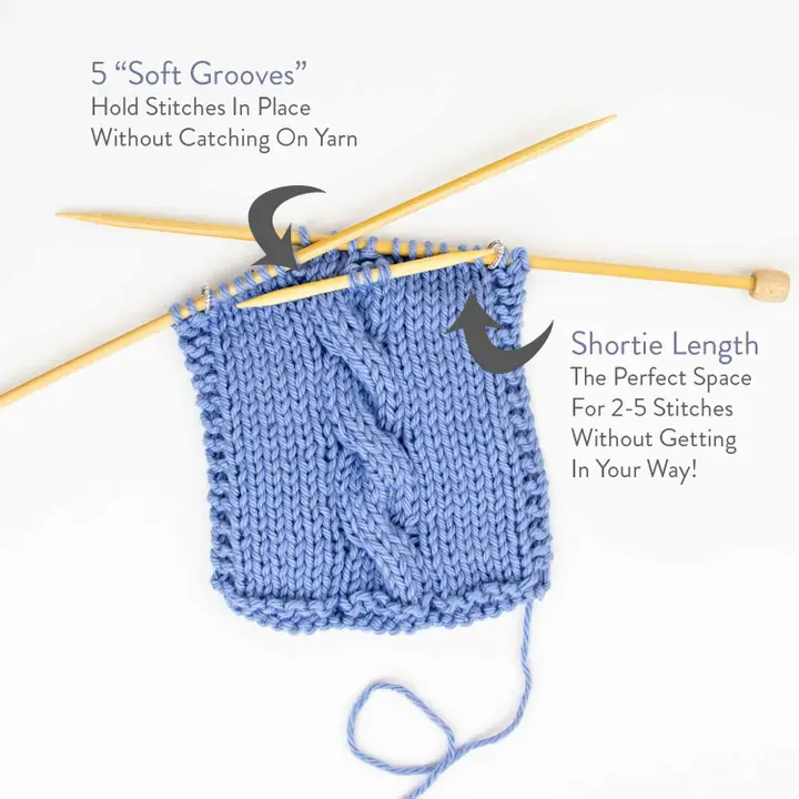 Shortie Bamboo Cable Needles - Set of 3 by Twice Sheared Sheep