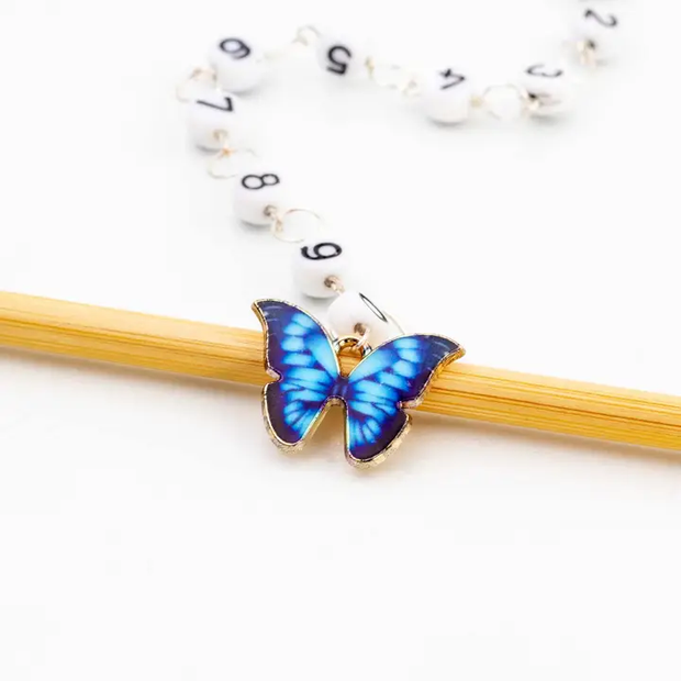 Blue Butterfly Straight Chain Row Counter by Twice Sheared Sheep