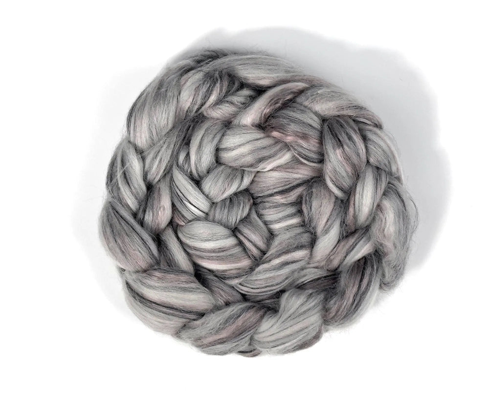 Merino Wool Blend Roving by the Ounce - Black Marble