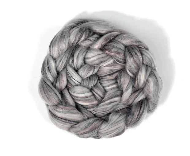 Merino Wool Blend Roving by the Ounce - Black Marble