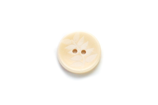 Natural Corozo Botton - Leaf Image - 25mm Round