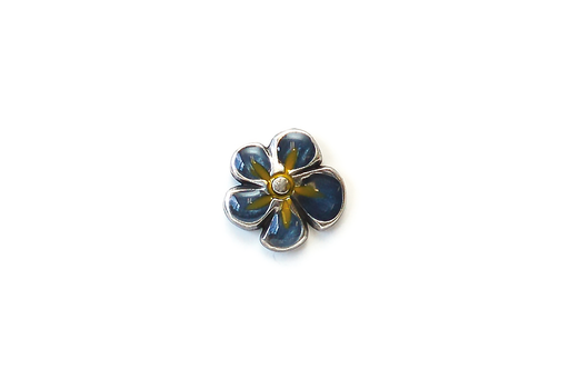 Metal with Blue and Yellow Enamel - Flower Petals - 20mm Shank