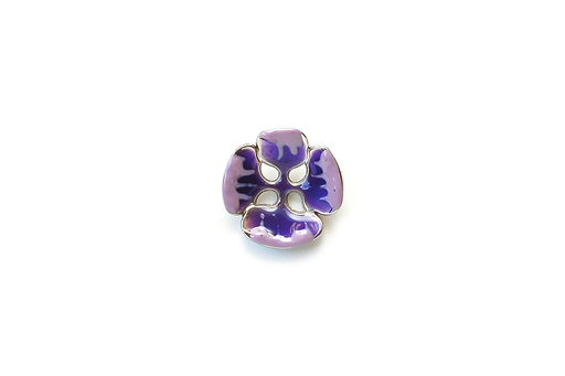 Metal with Purple and Purple Enamel - Flower Petals - 20mm Concave Burst Rounded